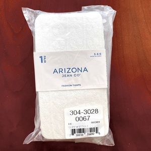 NWT Set of 2  Arizona Jean Co girls fashion tights textured S 4-6 off white